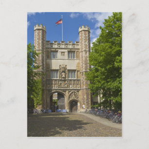 Gate to Trinity College and rows of bicycles, Postcard
