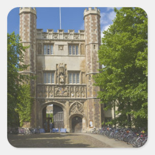 Gate to Trinity College and rows of bicycles, Square Sticker