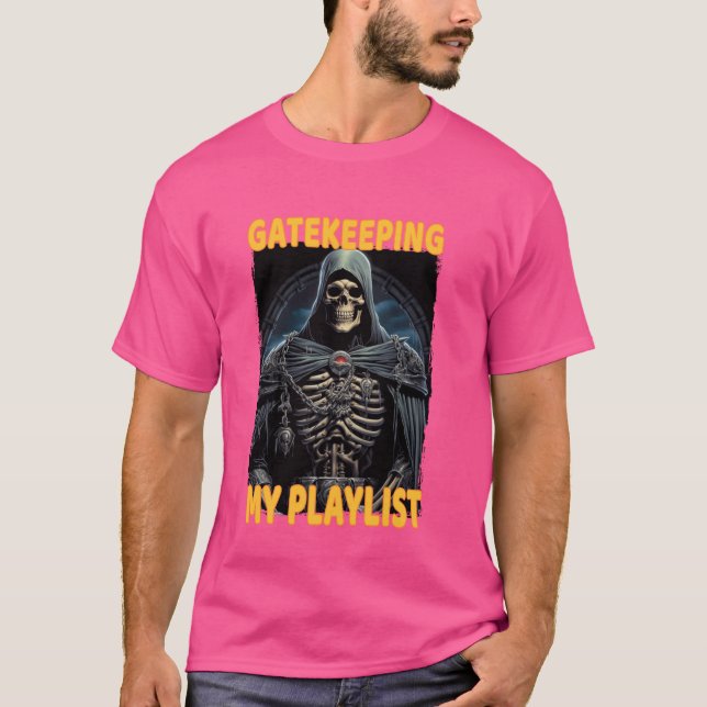 Gatekeeping My Playlist Cringe Skeleton T-Shirt (Front)