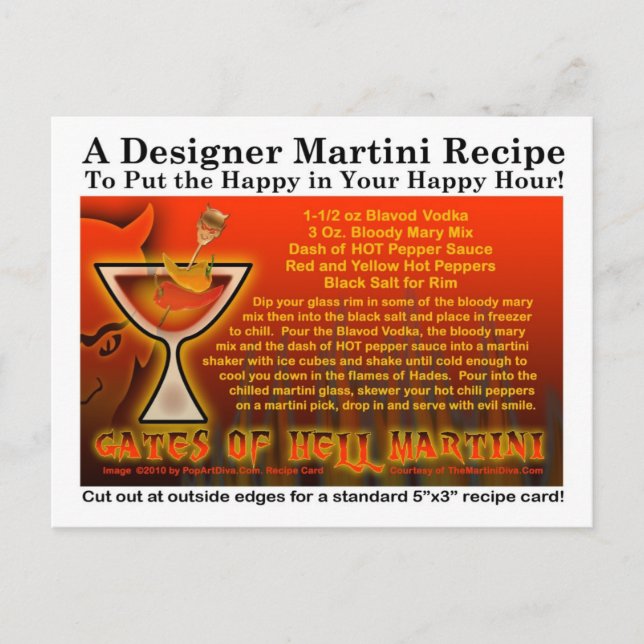 Gates of Hell Halloween Martini Recipe Postcard (Front)