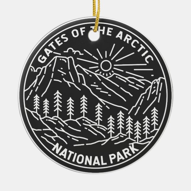 Gates of the Arctic National Park Alaska Monoline Ceramic Tree Decoration (Front)