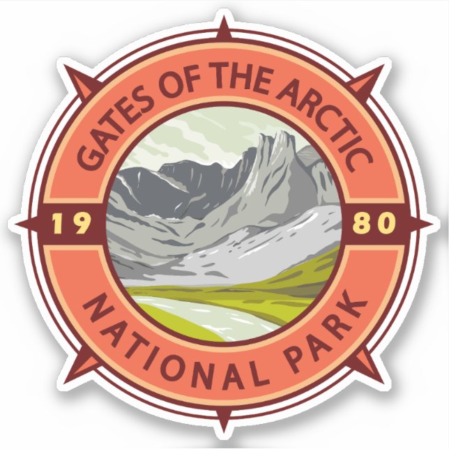 Gates of the Arctic National Park Retro Compass (Front)
