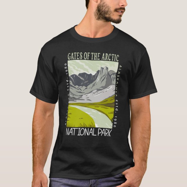 Gates of the Arctic National Park Retro Distressed T-Shirt (Front)