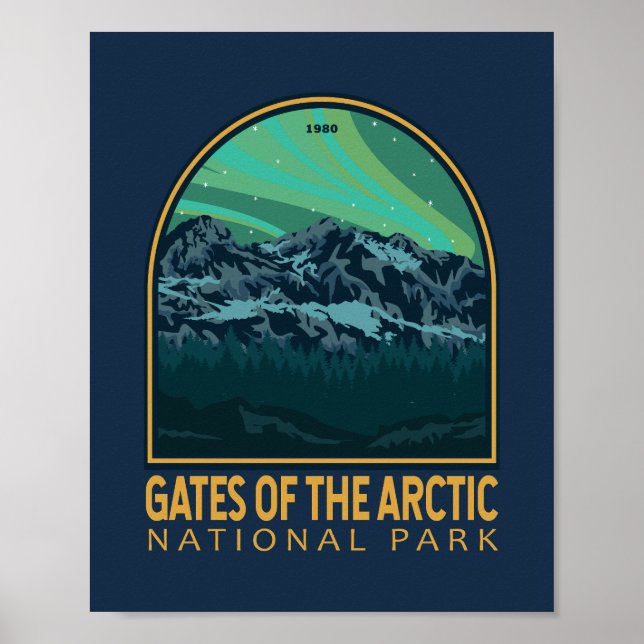 Gates of the Arctic National Park Vintage Emblem Poster (Front)