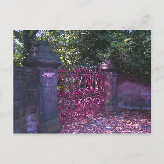 Gates to Strawberry Fields Liverpool Postcard (Front)