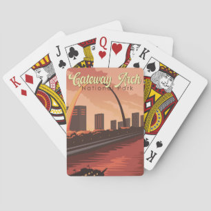 Gateway Arch National Park Illustration Travel Art Playing Cards