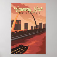 Gateway Arch National Park Illustration Travel Art