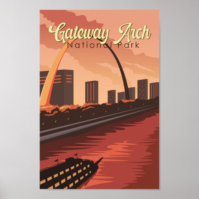 Gateway Arch National Park Illustration Travel Art Poster (Front)