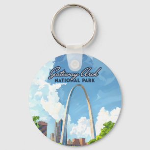 Gateway Arch National Park Missouri St Louis Retro Key Ring