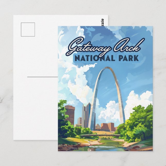 Gateway Arch National Park Missouri St Louis Retro Postcard (Front/Back)