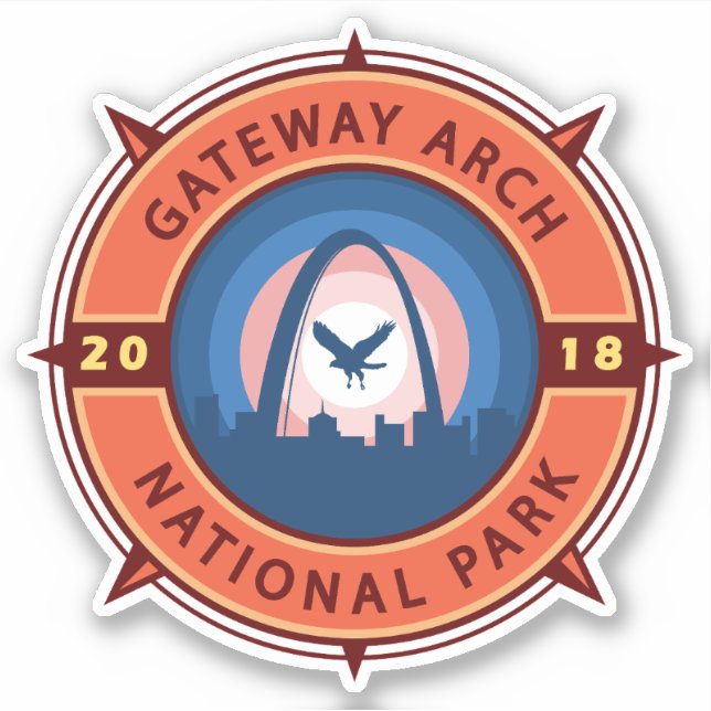 Gateway Arch National Park Retro Compass Emblem (Front)