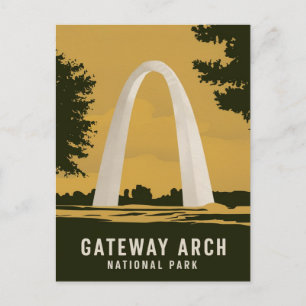 Gateway Arch National Park Retro Travel Art Holiday Postcard