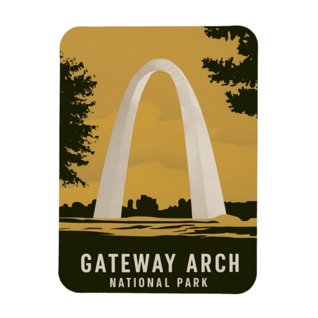 Gateway Arch National Park Retro Travel Art Magnet (Vertical)