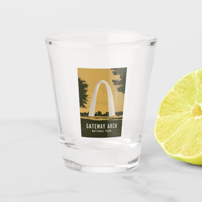 Gateway Arch National Park Retro Travel Art Shot Glass (Front)