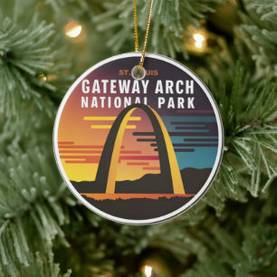 Gateway Arch National Park St. Louis Abstract Ceramic Tree Decoration