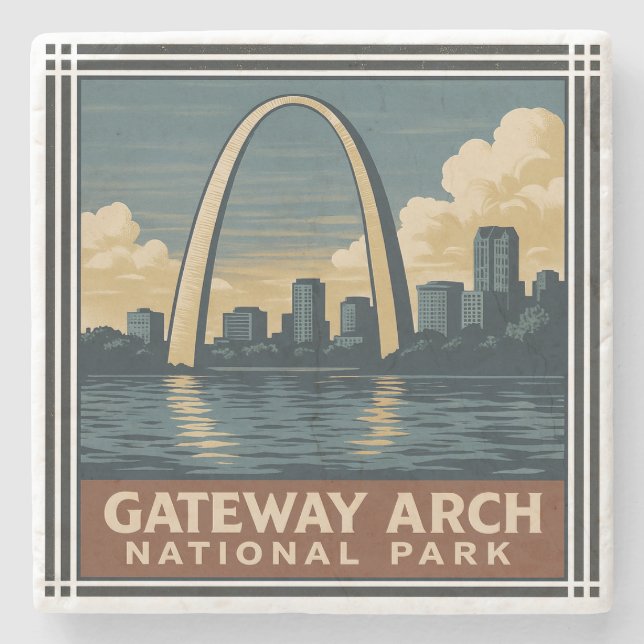 Gateway Arch National Park Stone Coaster (Front)