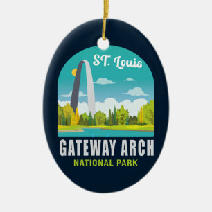 Gateway Arch National Park Vintage Souvenirs Ceramic Tree Decoration