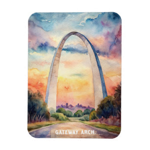 Gateway Arch National Park Watercolor Painting Magnet