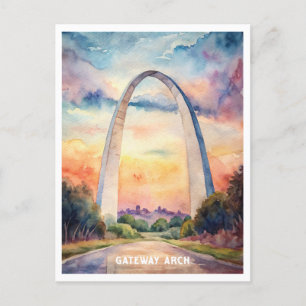 Gateway Arch National Park Watercolor Painting Postcard
