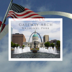 Gateway Arch, Old Courthouse, Runner, St. Louis Postcard