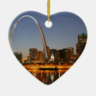 Gateway Arch St. Louis Mississippi at Night Ceramic Tree Decoration