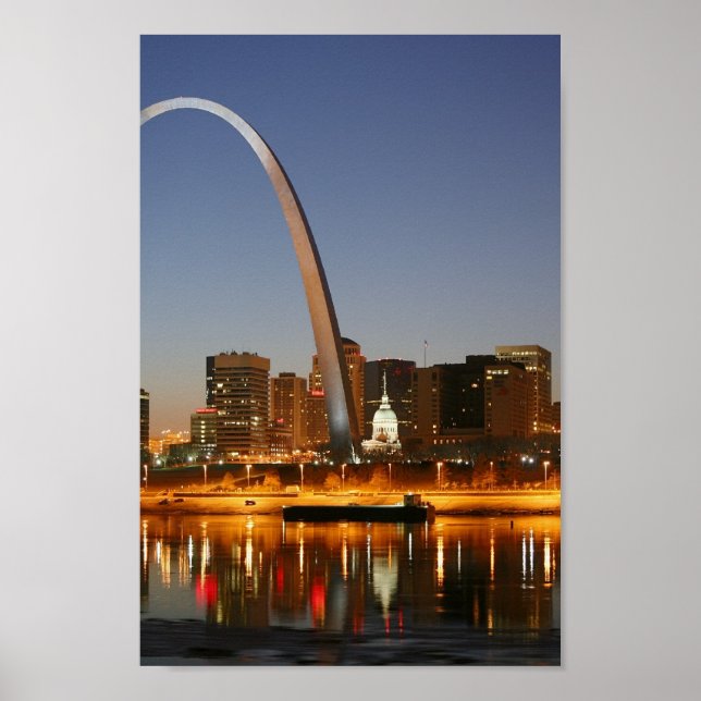 Gateway Arch St. Louis Mississippi at Night Poster (Front)