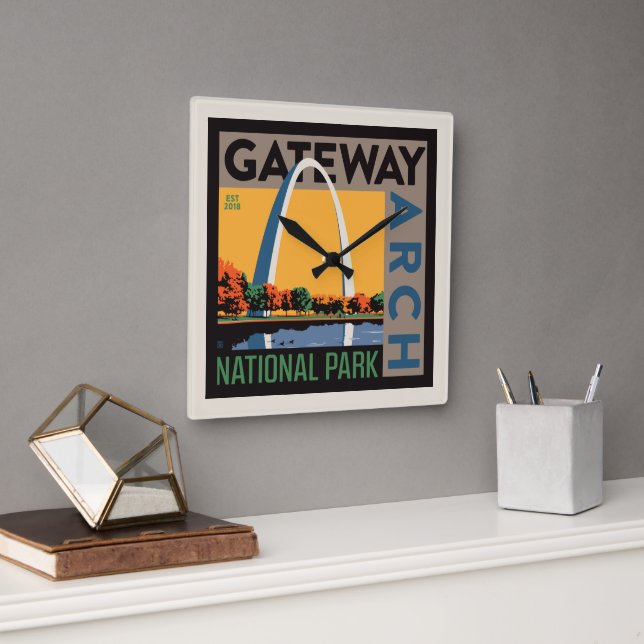 Gateway Arch | St. Louis, Missouri Square Wall Clock (Office)