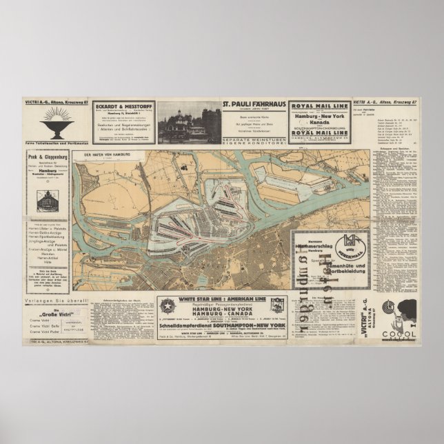 Gateway to the World: Der Hafen von Hamburg Map Poster (Front)
