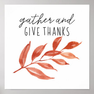 Gather and Give Thanks Happy Thanksgiving Poster