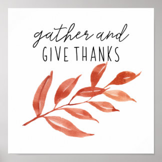 Gather and Give Thanks Happy Thanksgiving Poster