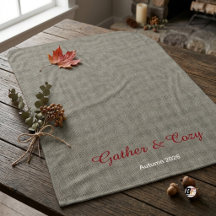 Gather Cosy Rustic Script Grey Red