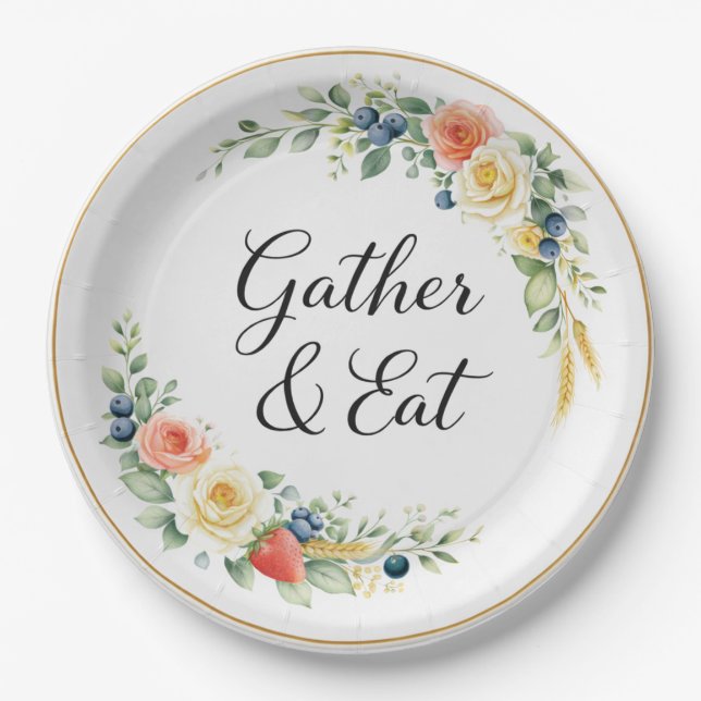 Gather & Eat Elegant Floral Dinner Plate (Front)