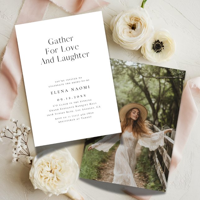 Gather For Love Budget Cheap Bridal Shower Photo Invitation (Creator Uploaded)