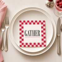 Gather Red Pink Gingham Thanksgiving Cocktail