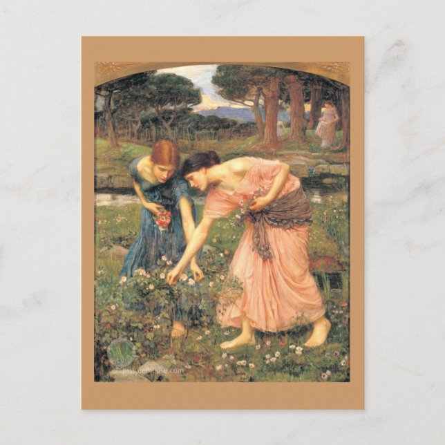 Gather  Roses While Ye May - Women Picking Flowers Postcard (Front)