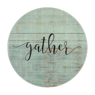 Gather Script Wood Sage Green Vintage Cutting Board