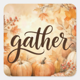 Gather Thanksgiving Pumpkins Square Sticker