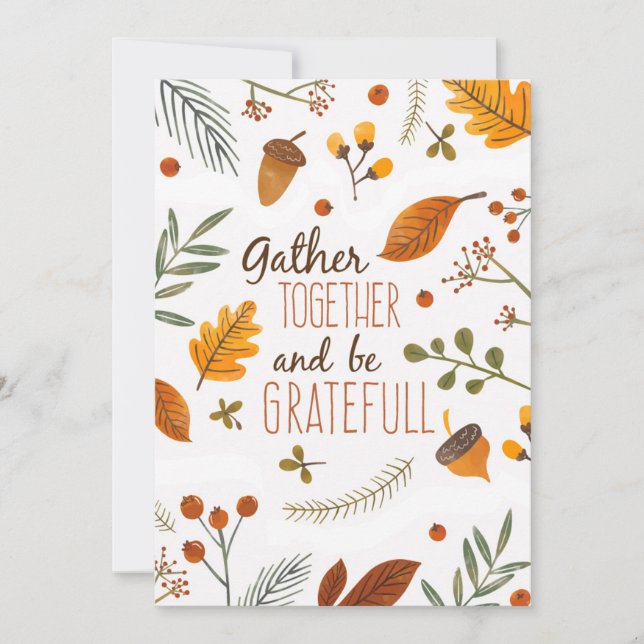 Gather Together and Be Grateful Thanksgiving Invit Invitation (Front)