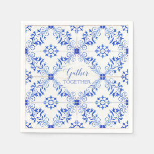 Gather Together Farmhouse Rustic Watercolor Tile Napkin