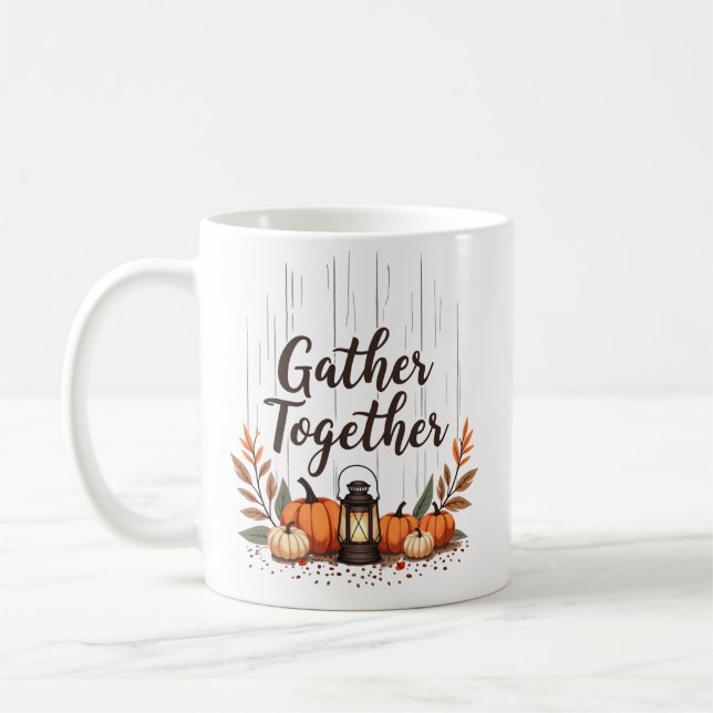 Gather Together – Rustic Chalkboard Farmhouse Coffee Mug (Left)