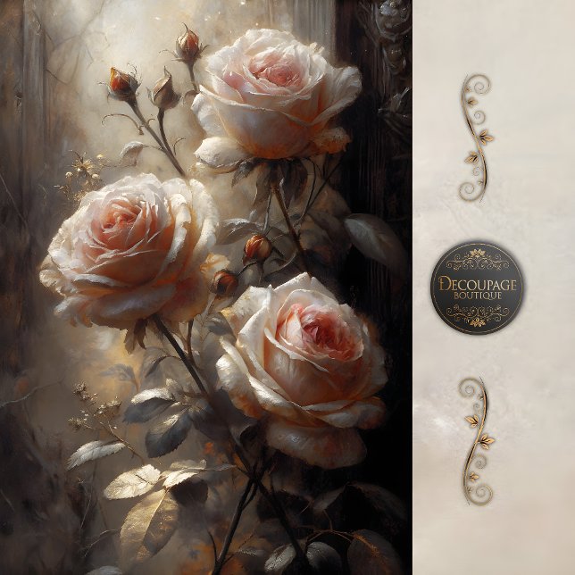 Gathered Blush Roses Decoupage Tissue Paper (Gathered Blush Roses Decoupage Tissue Paper)