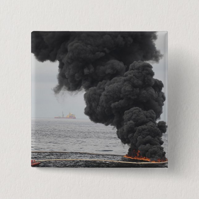 Gathered concentrated oil burns 15 cm square badge (Front)