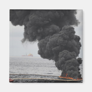 Gathered concentrated oil burns magnet