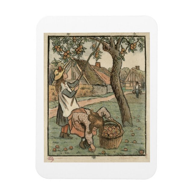 Gathering Apples, from 'Travaux des Champs', engra Magnet (Vertical)
