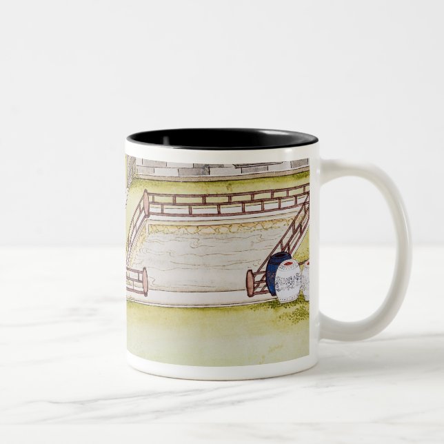 Gathering bamboo to make paper Two-Tone coffee mug (Right)