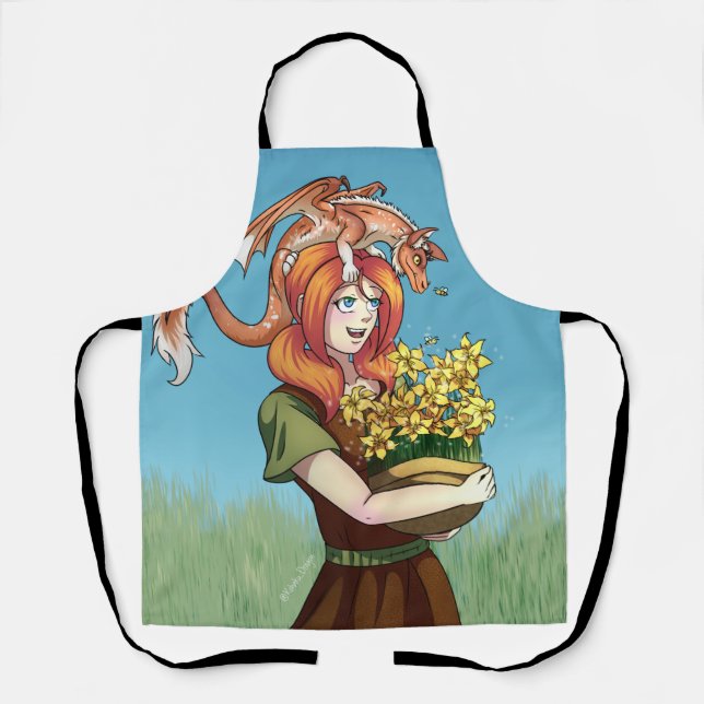 Gathering Flowers with a Dragon Apron (Front)