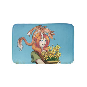 Gathering Flowers with a Dragon Bath Mat