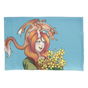 Gathering Flowers with a Dragon Pillowcase