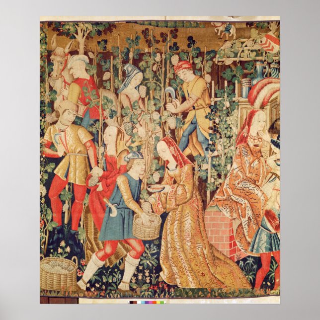 Gathering Grapes, detail of The Grape Harvest Poster (Front)