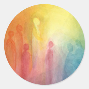 Gathering in the light watercolor painting classic round sticker